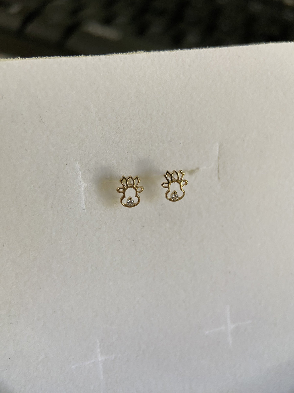 Actual product photo of 14K Solid Gold Sun Cloud Stud Earrings, reference view 1
