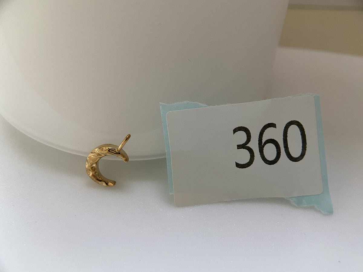 Actual product photo of 14K Solid Gold Textured Crescent Moon Pendant, reference view 1