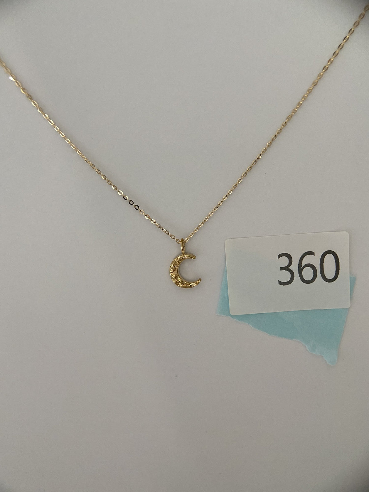 Actual product photo of 14K Solid Gold Textured Crescent Moon Pendant, reference view 2
