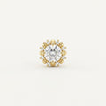 14K solid gold floral cluster pendant on a warm ivory background