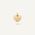 14K solid gold i love you heart pendant on a warm ivory background