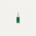 14K solid gold green rectangular stone pendant on a warm ivory background