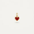 14K solid gold red enamel drop pendant on a warm ivory background