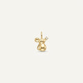 14K solid gold floral mouse pendant on a warm ivory background