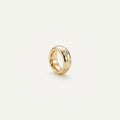 14K solid gold moissanite oval ring pendant on a warm ivory background