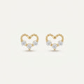 14K solid gold stone-set stud earrings on a warm ivory background