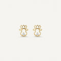 14K solid gold stone-set stud earrings on a warm ivory background