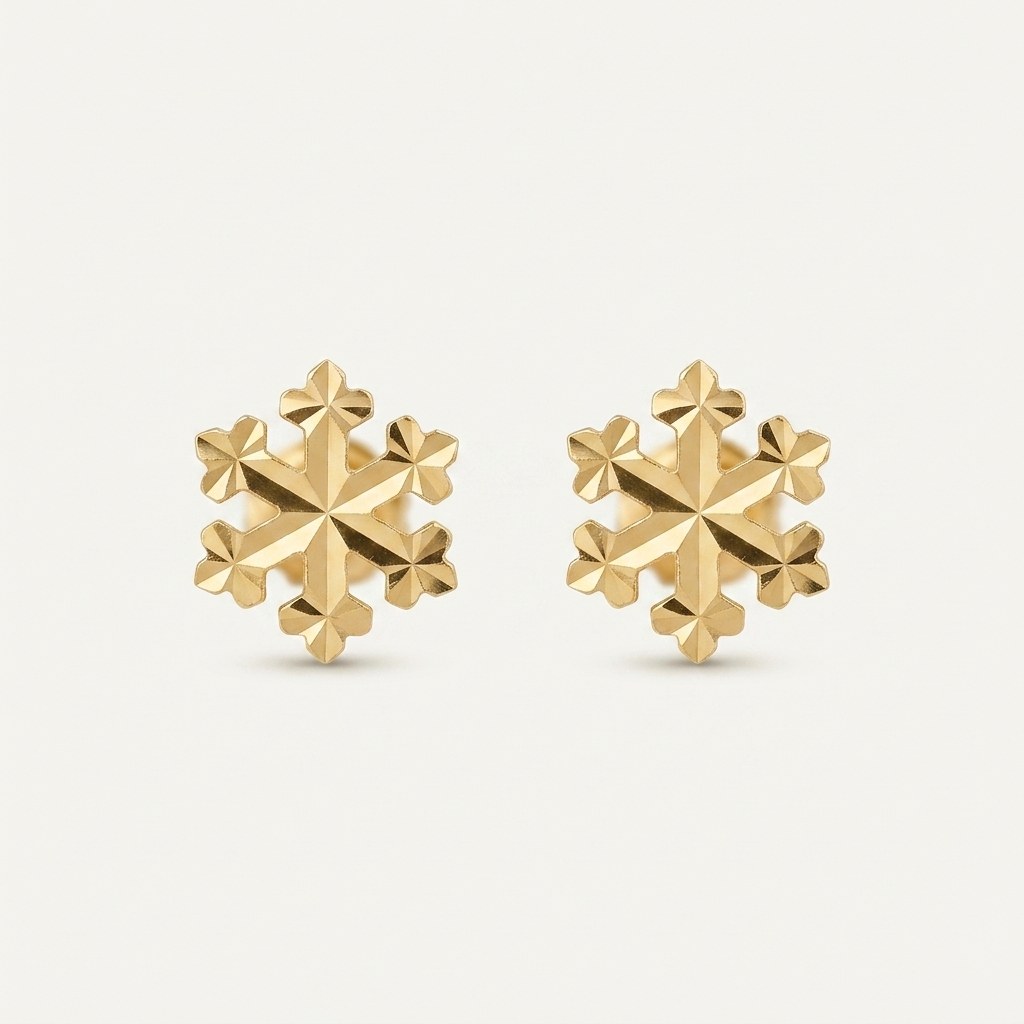 14K solid gold stud earrings on a warm ivory background