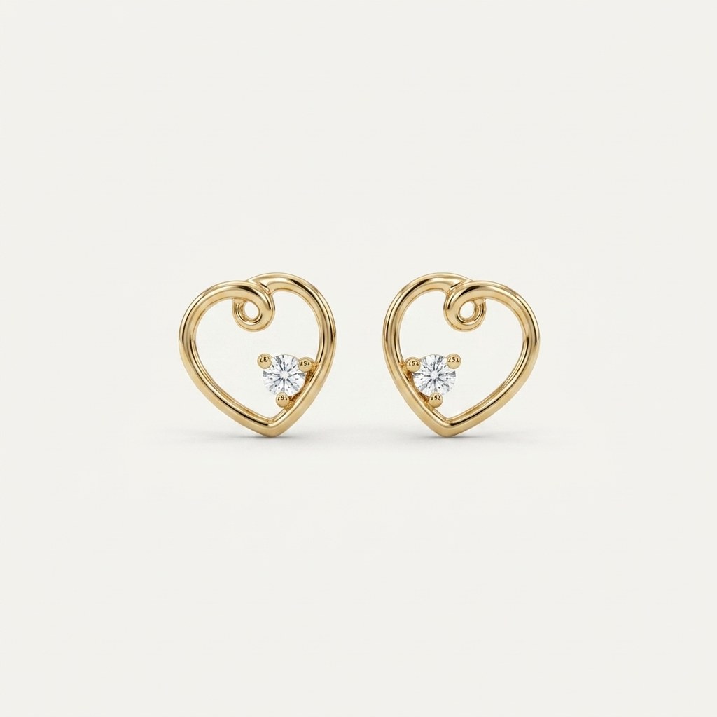 14K solid gold stone-set stud earrings on a warm ivory background