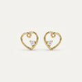 14K solid gold stone-set stud earrings on a warm ivory background