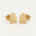 14K solid gold star gift box stud earrings on a warm ivory background