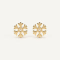 14K solid gold stud earrings on a warm ivory background