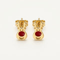 14K solid gold red teddy bear stud earrings on a warm ivory background