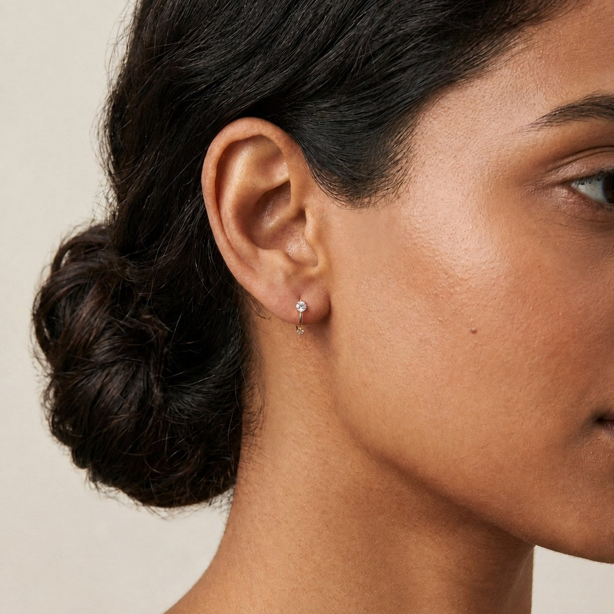 Solid Gold Hoop Earrings - 7.5mm Inner Diameter - Style 618, 7.5mm inner diameter worn on one ear
