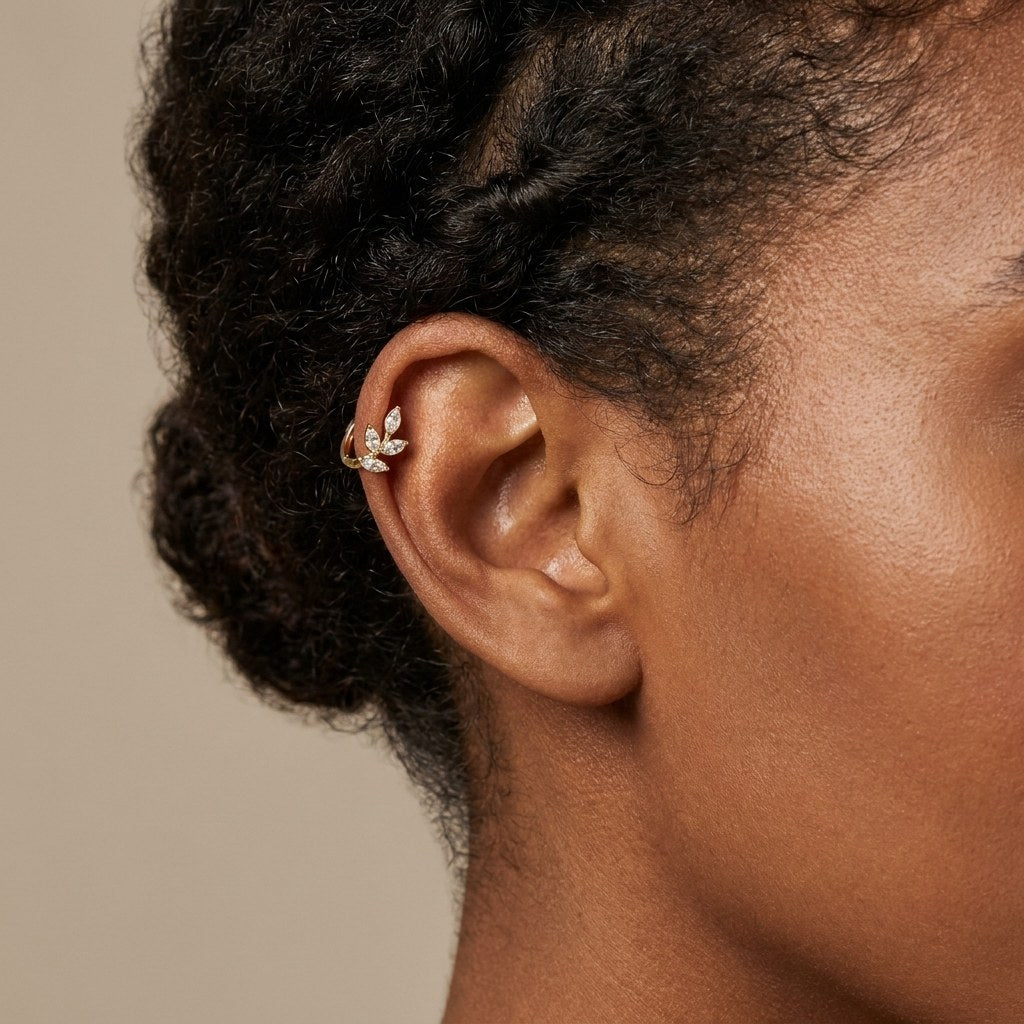 Solid Gold Hoop Earrings - 5.8mm Inner Diameter - Style 619, 5.8mm inner diameter worn on one ear