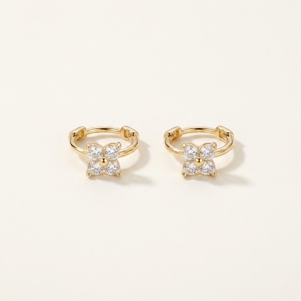 Solid Gold Hoop Earrings - 5mm Inner Diameter - Style 621 in yellow gold on a warm ivory background