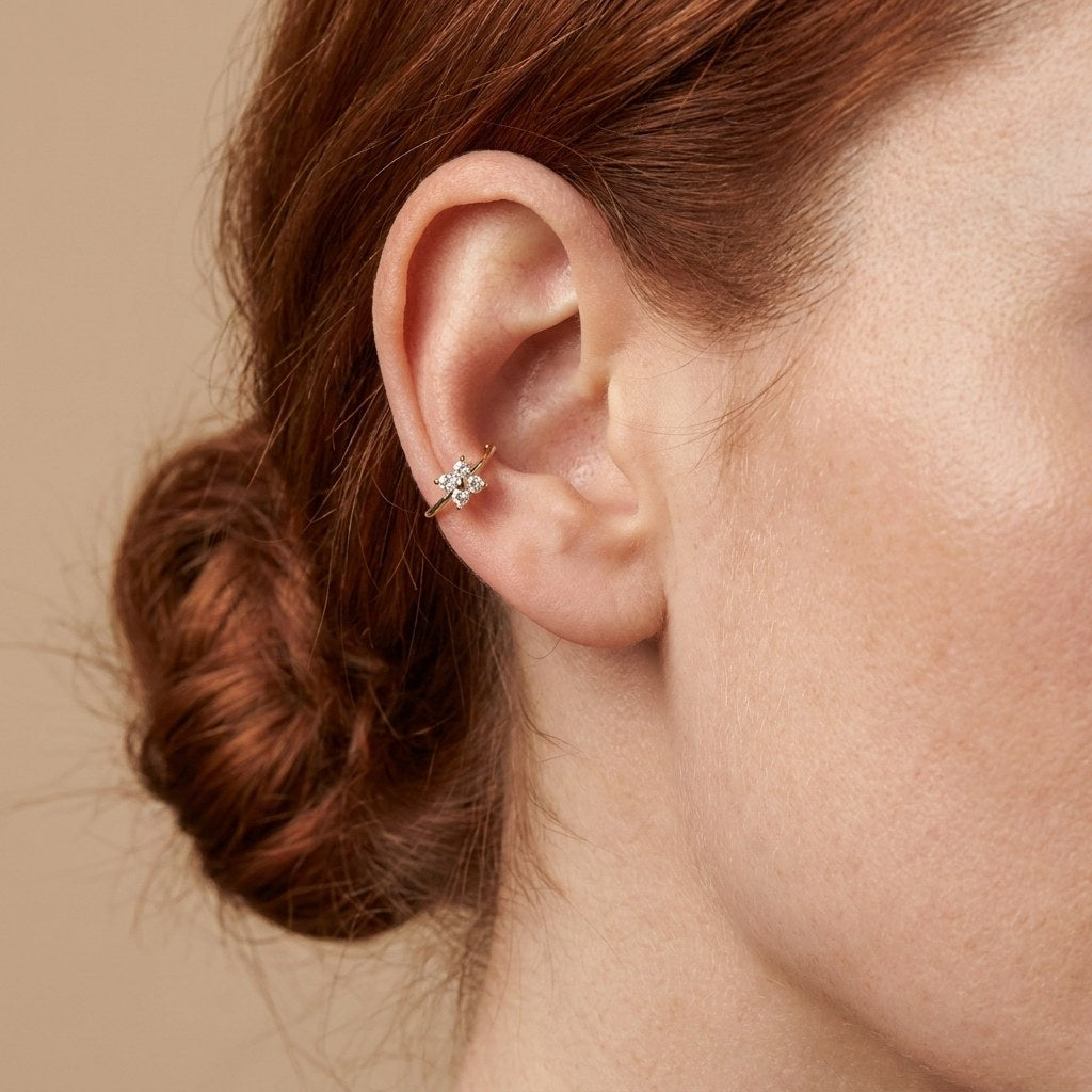 Solid Gold Hoop Earrings - 5mm Inner Diameter - Style 621, 5mm inner diameter worn on one ear