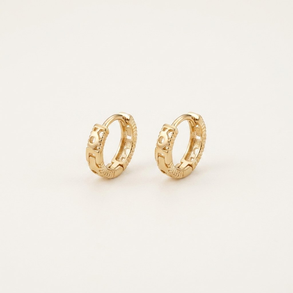 Solid Gold Hoop Earrings - 6mm Inner Diameter - Style 633 in yellow gold on a warm ivory background