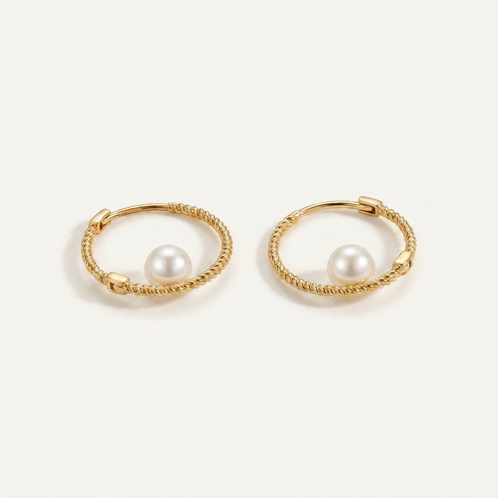 Solid Gold Hoop Earrings - 12.5mm Inner Diameter - Style 647 in yellow gold on a warm ivory background