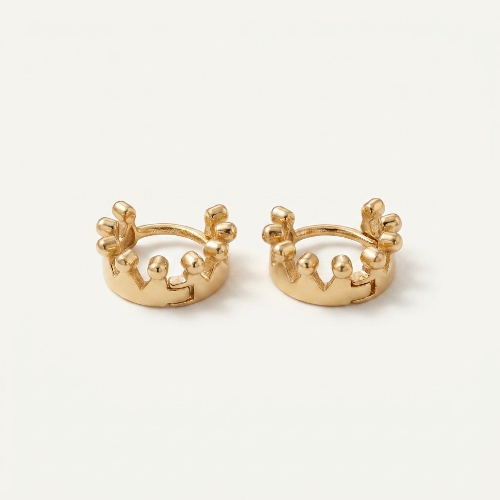 Solid Gold Hoop Earrings - 6mm Inner Diameter - Style 648 in yellow gold on a warm ivory background
