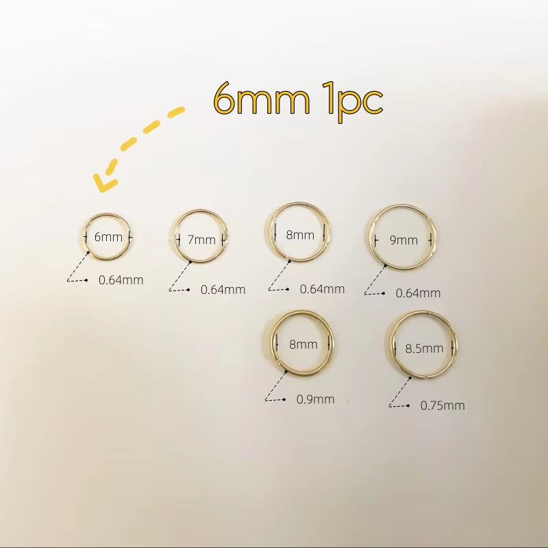 Solid Gold Seamless Nose Hoop, 6 mm size option