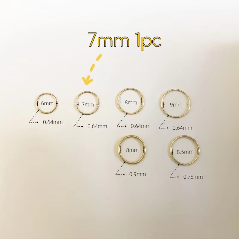 Solid Gold Seamless Nose Hoop, 7 mm size option