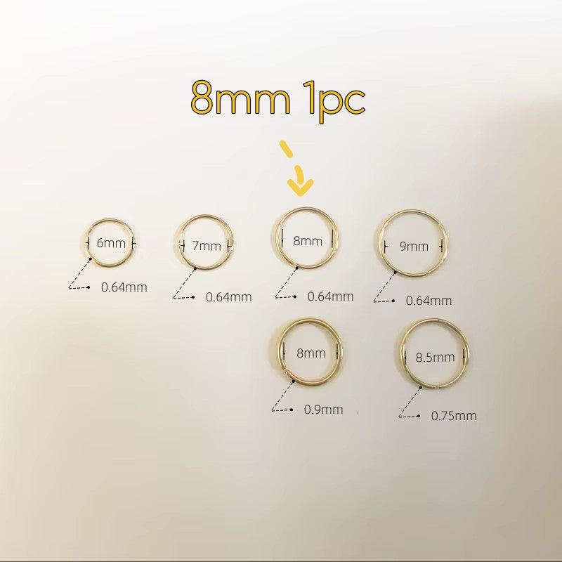 Solid Gold Seamless Nose Hoop, 8 mm size option