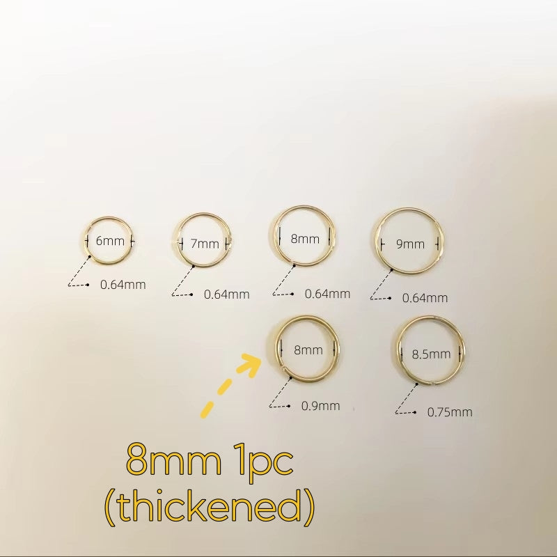 Solid Gold Seamless Nose Hoop, 8 mm - Thickened size option