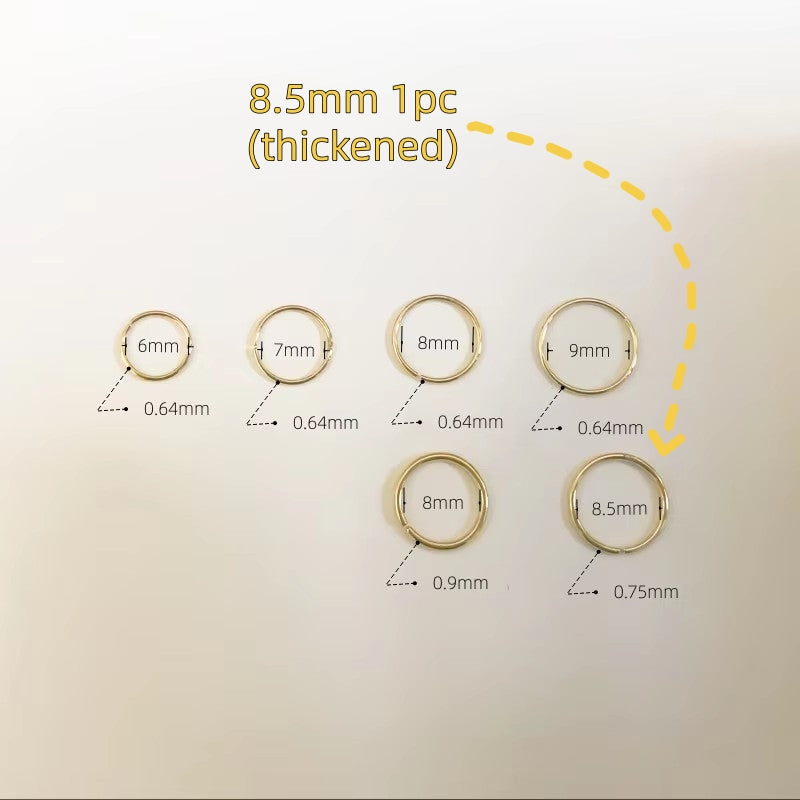 Solid Gold Seamless Nose Hoop, 8.5 mm - Thickened size option