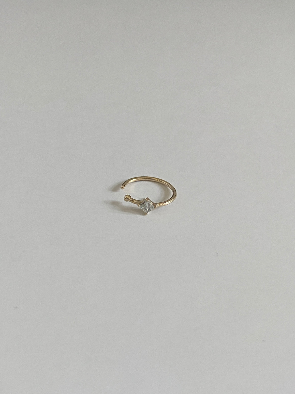 Actual product photo of Solid Gold Square Gemstone Nose Hoop
