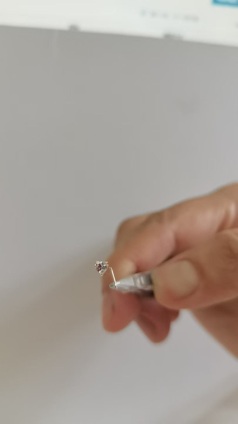 Second actual product photo of Solid Gold Heart Gemstone Nose Stud